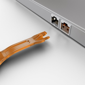 port blockers- this is an image of an RJ45 blocker